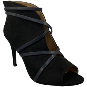 Journee Collection Samara Black Peep Toe Stiletto Dress Booties Shoes Size 7